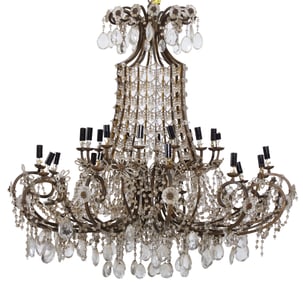 Large Maria Theresa Style Brass and Crystal Twenty-Four Light Chandelier, 20th c., H.- 44 in., Dia.