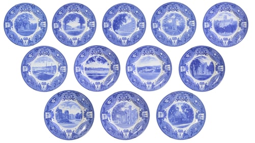 Twelve Wedgwood Etruria United States Military Plates, 1933, Each- H.- 1 1/2 in., Dia.- 12 1/2 in.
