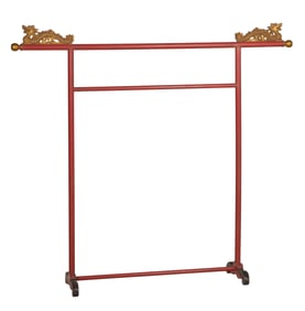 Chinese Painted and Gilt Wood Clothes Valet Stand, 20th c., H.- 58 1/4 in., W.- 64 in., D.- 14 3/4