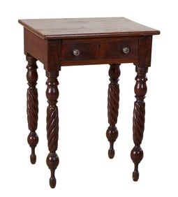 American Late Federal Cherry Work Table, early 19th c., H.- 28 1/2 in., W.- 21 1/2 in., D.- 20 in.