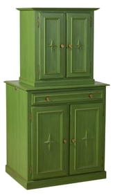 French Directoire Inspired Polychromed Buffet a Deux Corps, 20th/21st c., H.- 60 in., W.- 31 1/4