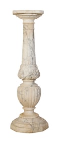 Large Continental Carved White Marble Pedestal, 19th c., H.- 42 1/4 in., Dia.- 15 in.
