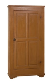 French Provincial Polychromed Pine Cupboard, early 19th c., H.- 81 1/2 in., W.- 41 in., D.- 12 3/4