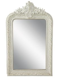 Louis Phillipe Rococo Creme Peinte Overmantel Mirror, mid 19th c., H.- 47 1/2 in., W.- 30 in.
