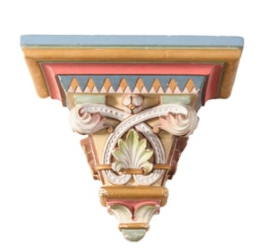 French Louis XVI Style Polychromed Plaster Bracket Shelf, 19th c., H.- 17 1/2 in., W.- 19 1/4 in.,