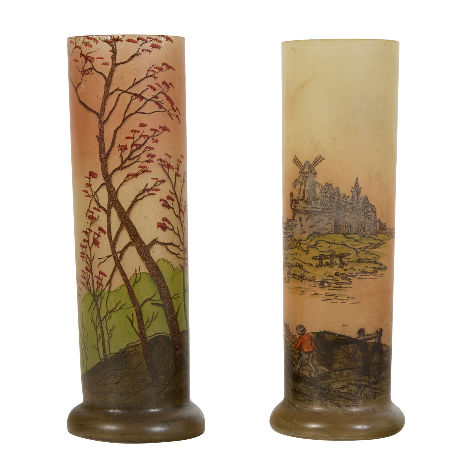 Francois Theodore Legras (French, 1839-1916), Two Art Glass Vases, early 20th c., Each- H.- 10 7/8 (1 of 5)