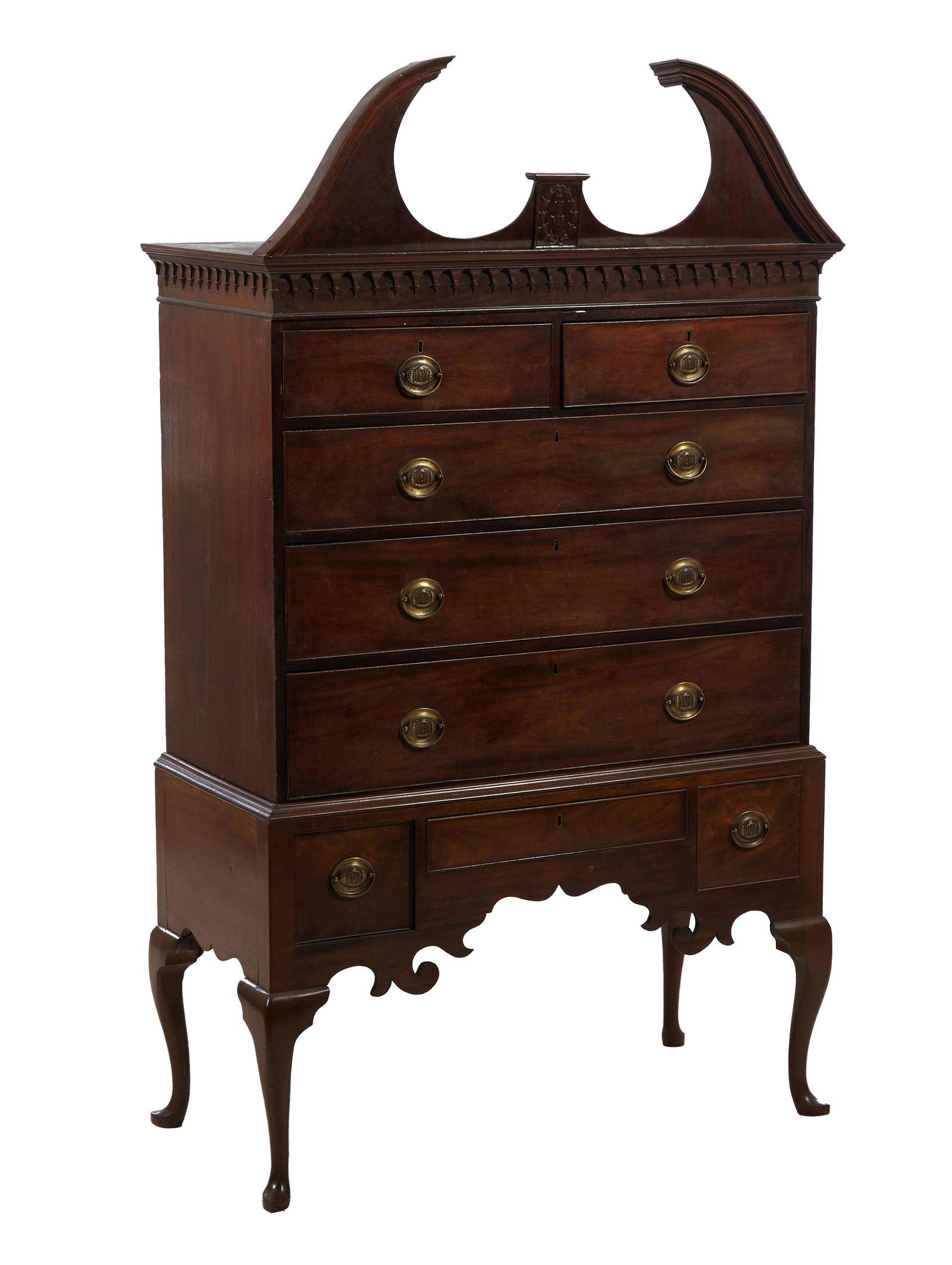 American Queen Anne Mahogany Highboy, 19th c., H.- 79 in., W.- 46 in., D.- 22 in. (1 of 1)