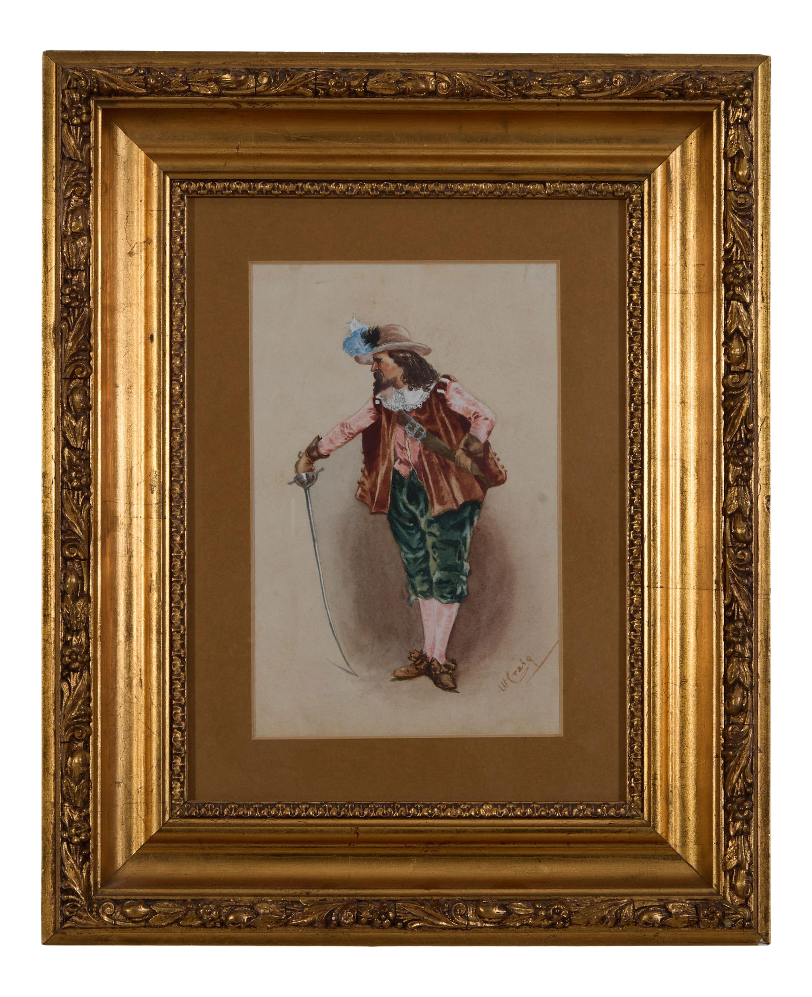 William Craig (British, 1765-1834), "Cavalier Leaning on Sword," Sight- H.- 8 1/2 in. W.- 5 1/2 in., (1 of 4)
