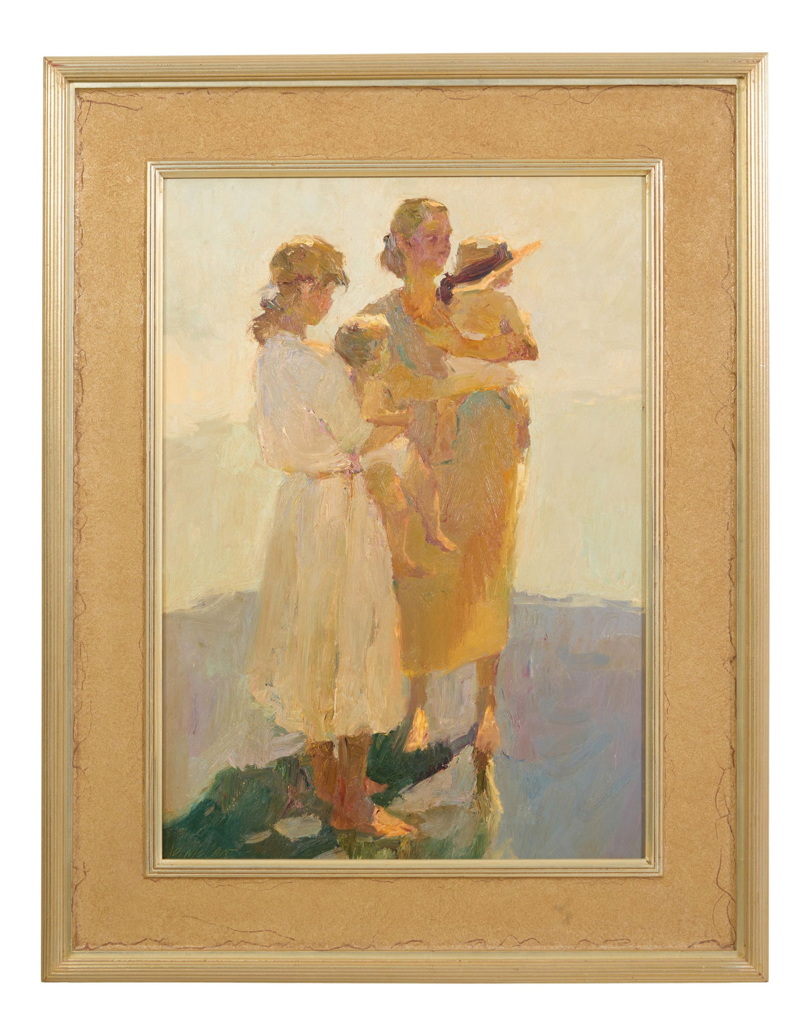 Dan McCaw (American/California, b. 1942), "Mother and Children on Beach," H.- 36 in., W.- 28 in., (1 of 5)