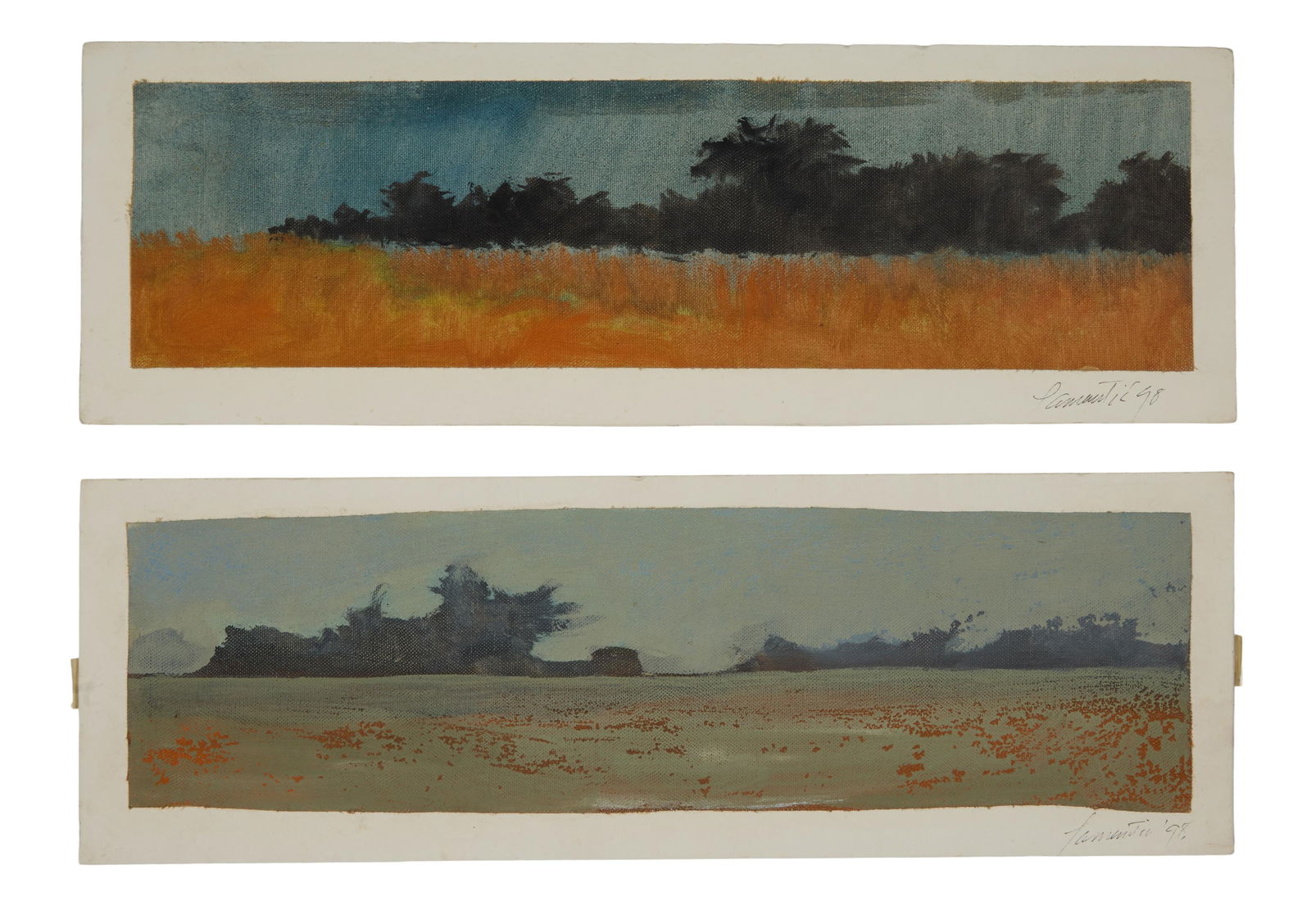 James Rogers Lamantia (American/Louisiana, 1923-2011), "Two Landscapes," 1998, Each- H.- 4 1/4 in., (1 of 15)