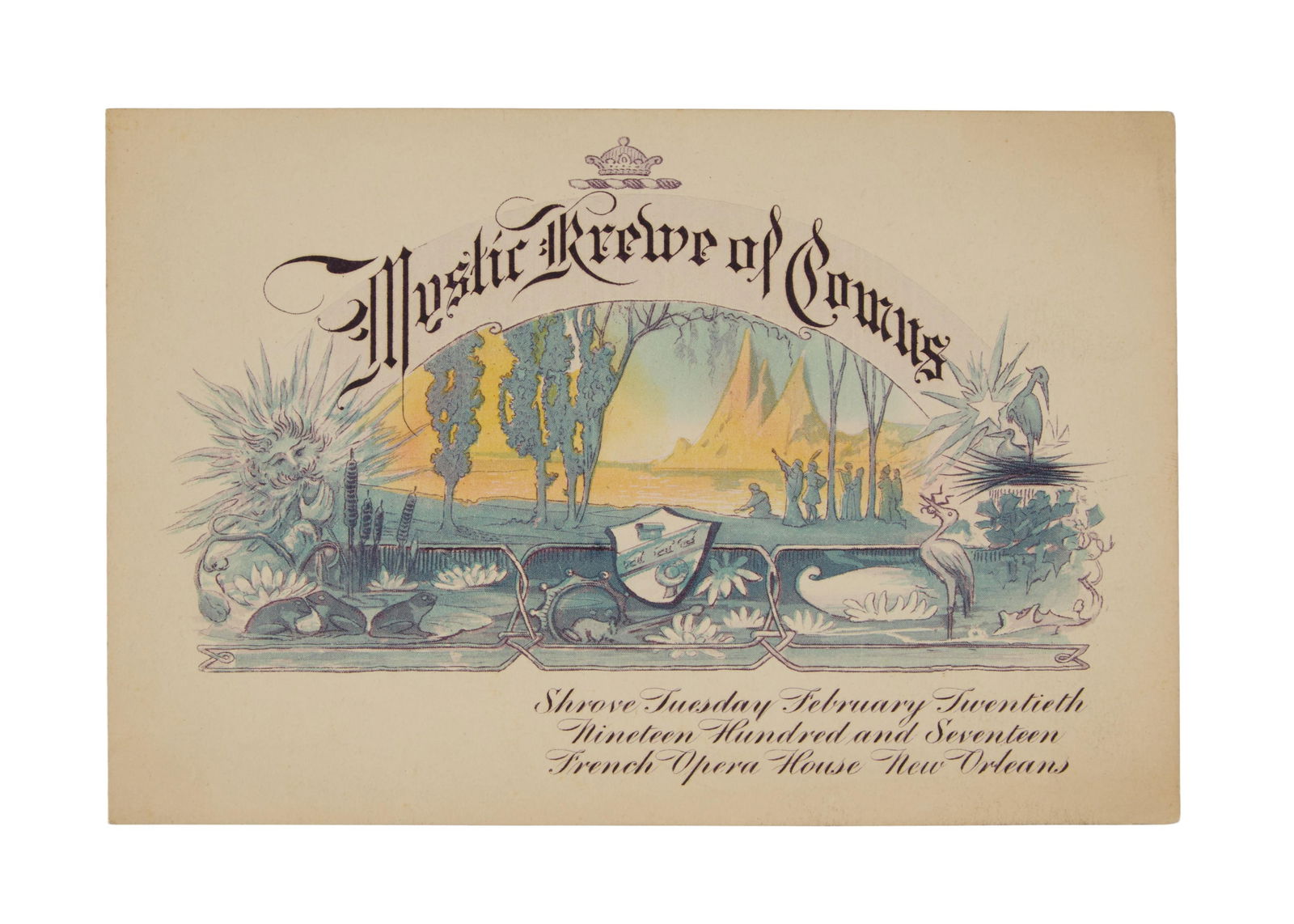 Mardi Gras Mistick Krewe of Comus Invitation, 1917, H.- 4 in., W.- 6 in. (1 of 2)