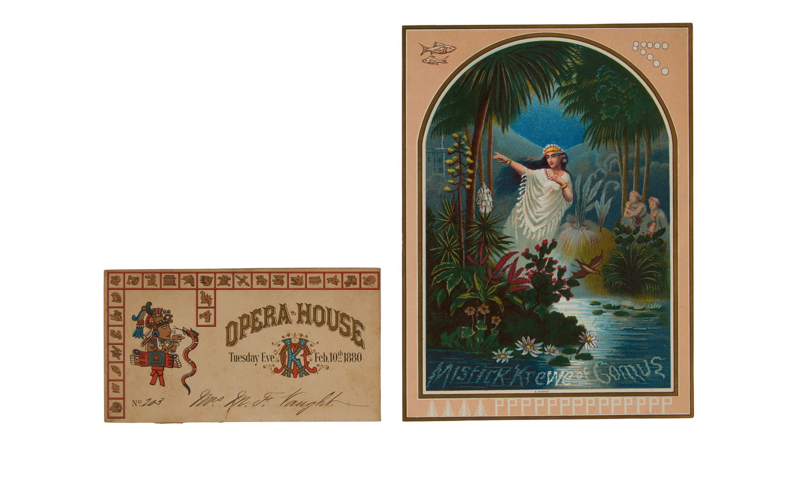 Mardi Gras Mistick Krewe of Comus Invitation and Admit Card, 1880, Invitation- H.- 8 in., W.- 5 3/4 (1 of 5)