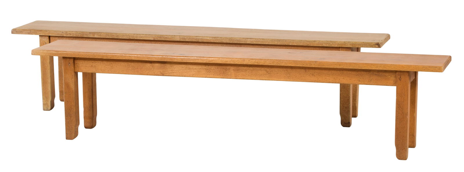 Pair of French Provincial Walnut Benches, 20th c., H.- 17 1/2 in., W.- 78 1/2 in., D.- 13 1/2 in. (2 (1 of 1)