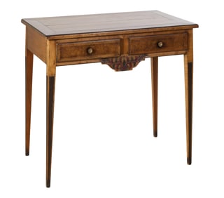 Louis XIV Style Burled and Carved Walnut Writing Desk, 20th c., H.- 29 1/4 in., W.- 35 1/2 in., D.-