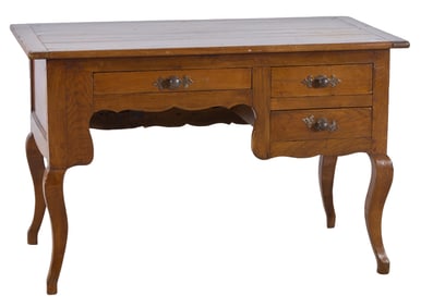 French Louis XIV Style Oak Writing Desk, 19th c., H.- 30 1/2 in., W.- 47 1/2 in., D.- 26 1/2 in.