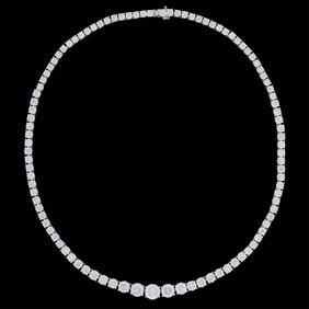 Platinum Diamond Link Necklace, by Oscar Friedman, Total Diamond Wt.- 31.27 carats, L.- 17 in., with