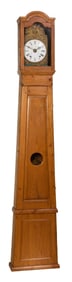 French Provincial Pine Morbier Clock, 19th c., H.- 98 in., W.- 17 in., D.- 9 in.