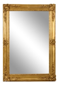 French Louis XV Style Gilt and Gesso Overmantel Mirror, late 19th c., H.- 48 in., W.- 33 in.