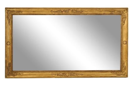 French Empire Giltwood and Gesso Mirror, early 19th c., H.- 27 in., W.- 47 1/2 in.