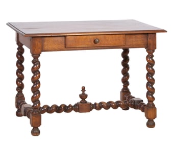 French Louis XIII Style Oak Writing Desk, 20th c., H.- 30 in., W.- 45 in., D.- 28 1/2 in.