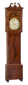 Antique English Georgian Inlaid Mahogany Grandfather Clock, 19th c., H.- 89 in., W.- 19 in., D.- 9