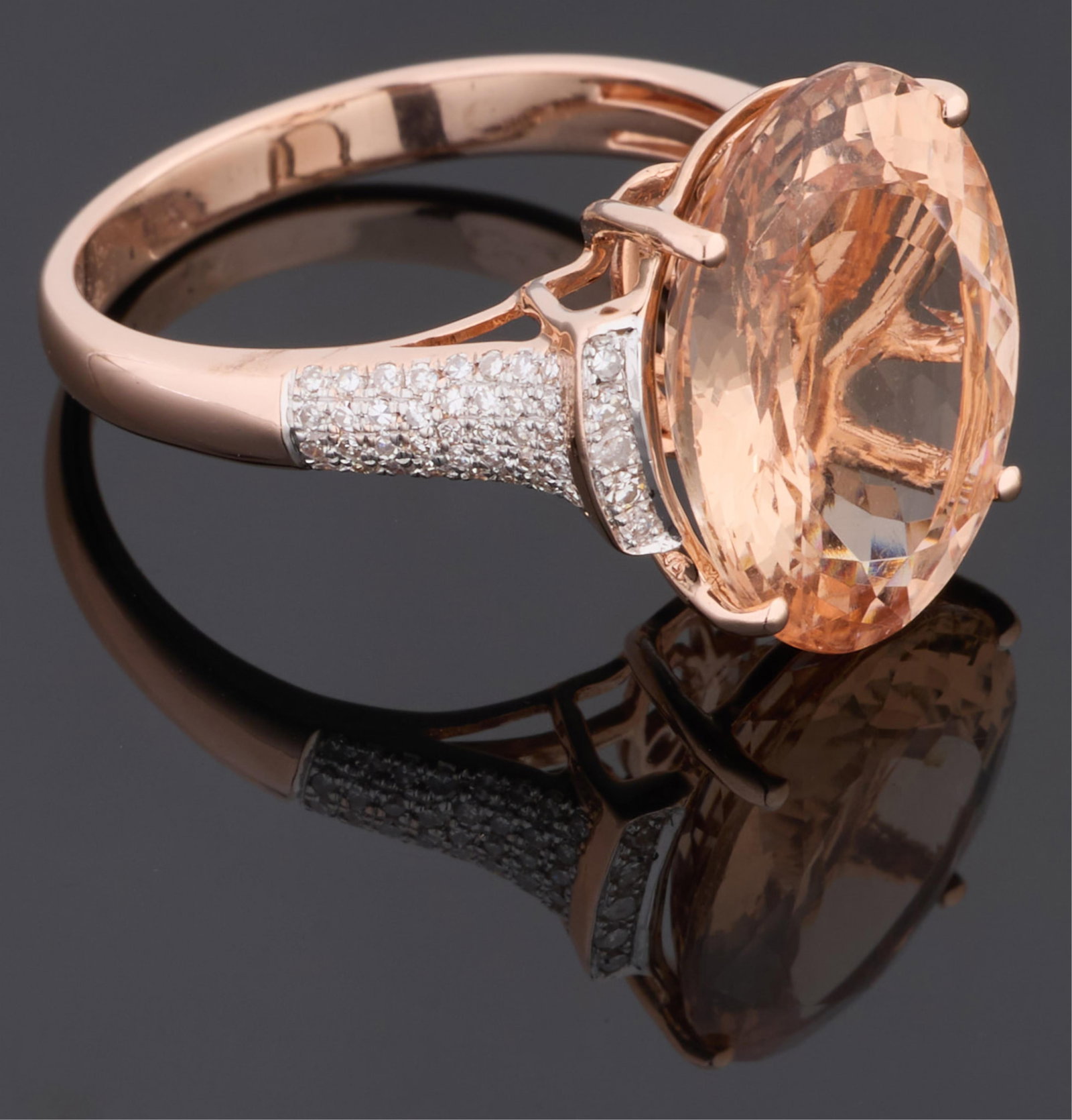 14K Two Tone Gold Morganite and Diamond Dinner Ring, Total Diamond Wt.- 0.30 carats, Size- 8, with (1 of 3)