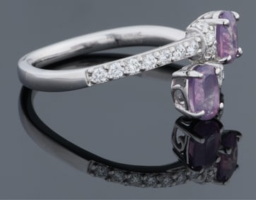 Lady's Platinum Sapphire and Diamond Dinner Ring, by Oscar Friedman, Total Sapphire Wt.- 1.08