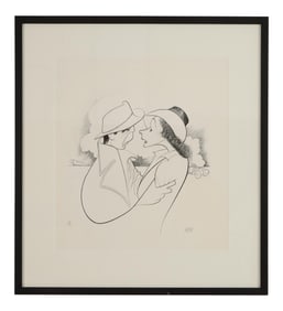Albert Hirschfeld (American, 1903-2003) "Humphrey Bogart and Ingrid Bergman in Casablanca," Sight-