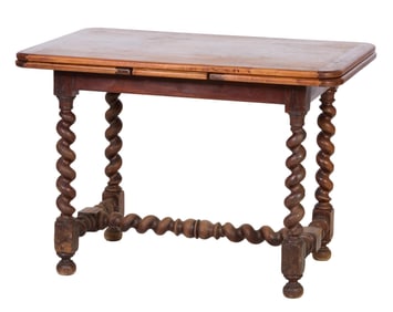 French Louis XIII Style Extension Drawleaf Table, 19th c., Closed: H.- 29 1/4 in., W.- 42 in., D.-