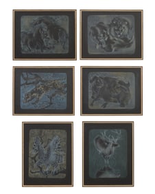 Hans Erni (Swiss, 1909-2015), Six Works of Animals, Each- Sight- H.- 18 3/8 in., W.- 23 5/8 in.,