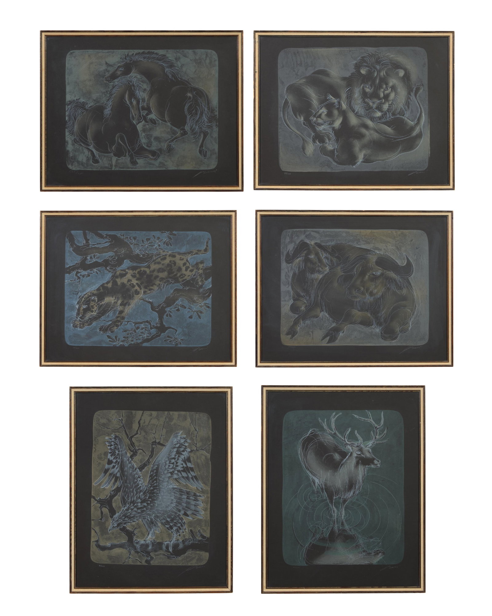 Hans Erni (Swiss, 1909-2015), Six Works of Animals, Each- Sight- H.- 18 3/8 in., W.- 23 5/8 in., (1 of 20)