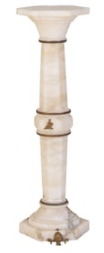 Antique Continental Ormolu Mounted Marble Pedestal, 19th c., H.- 41 1/4 in., W- 11 in., D.- 11 in.