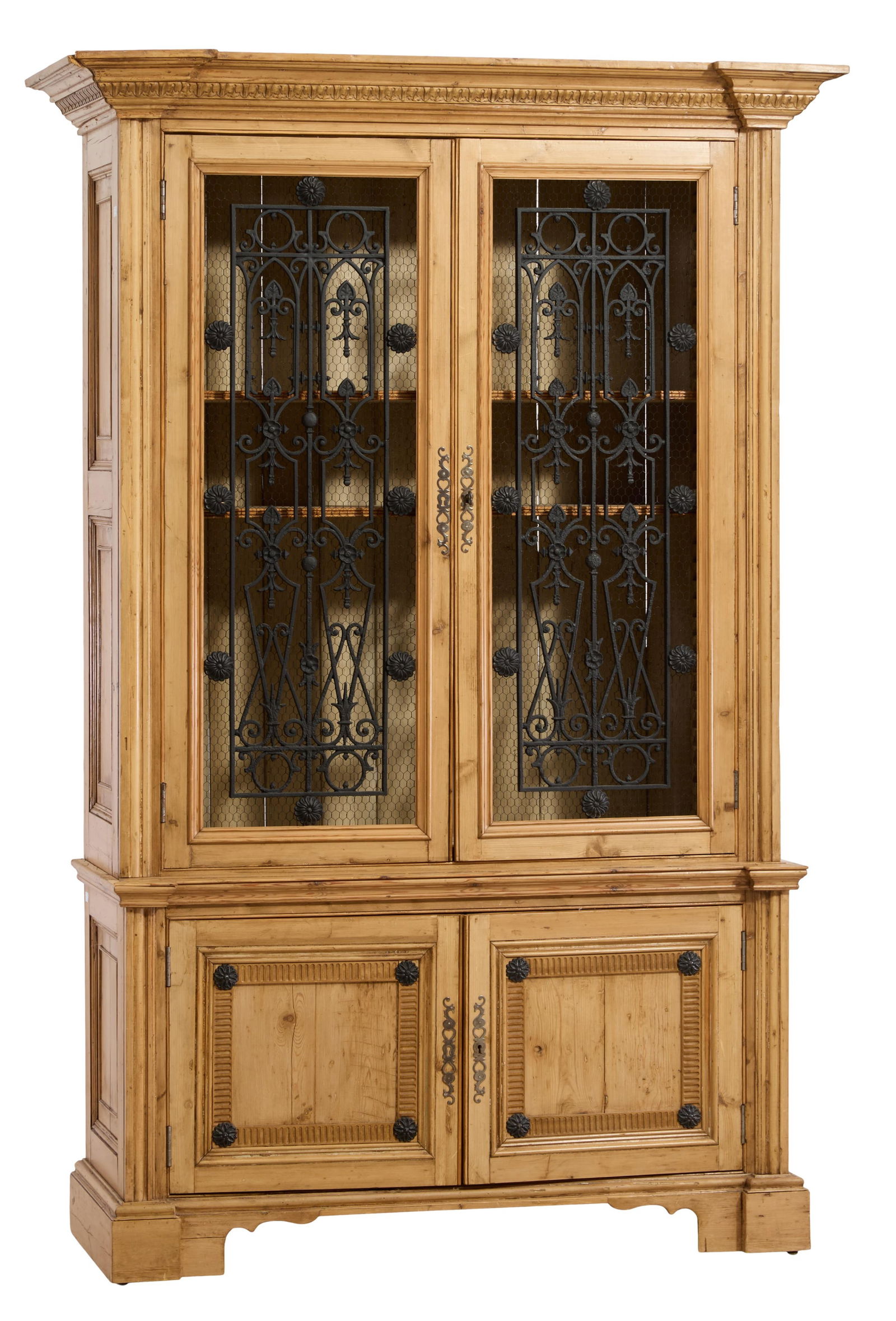 French Louis XVI Style Iron Mounted Pine Buffet du Corps, 20th c., H.- 93 in., W.- 54 1/2 in., D.- (1 of 1)