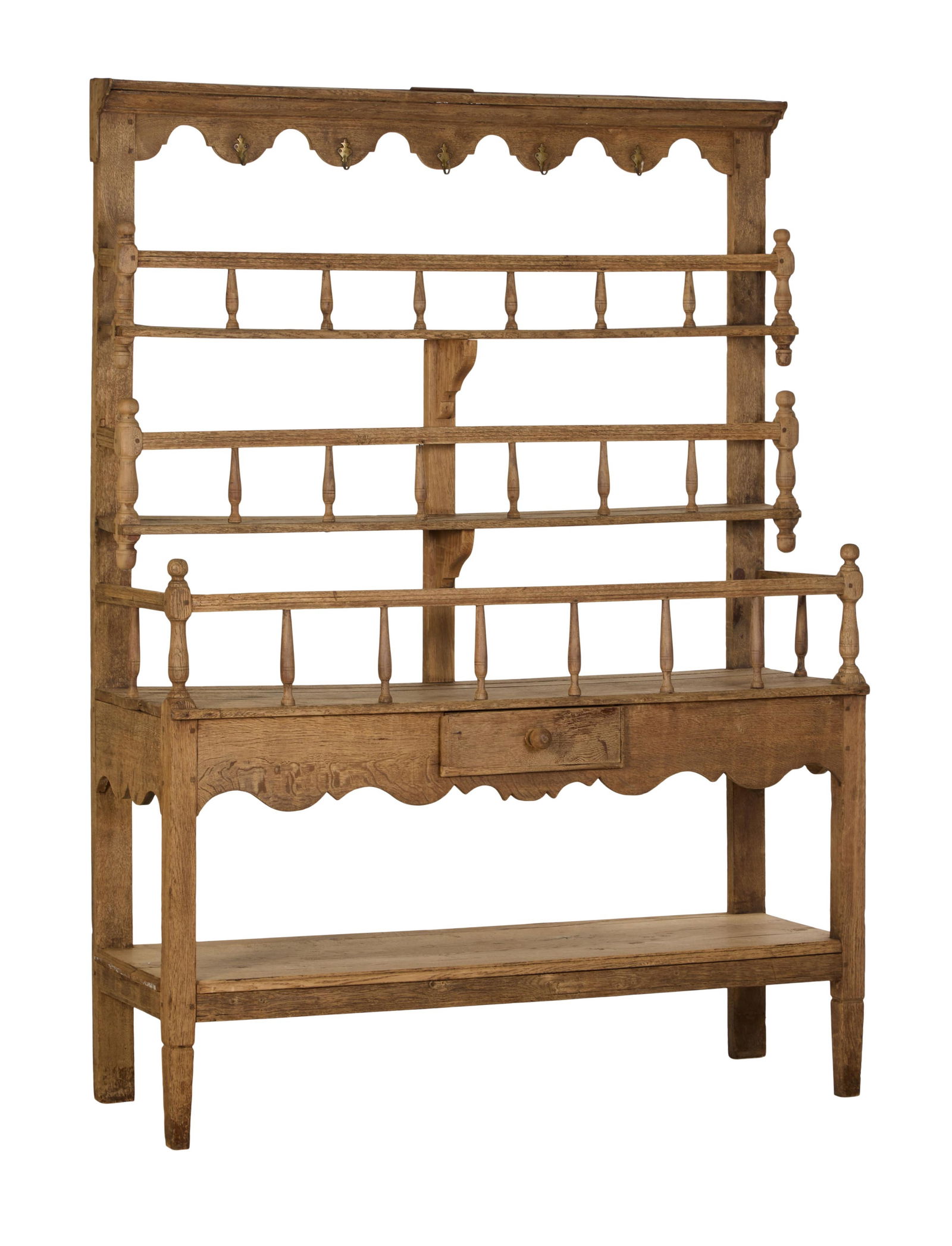 French Provincial Scrubbed Elm Vaisselier, 19th c., H.- 72 in., W.- 52 1/2 in., D.- 17 1/2 in. (1 of 11)