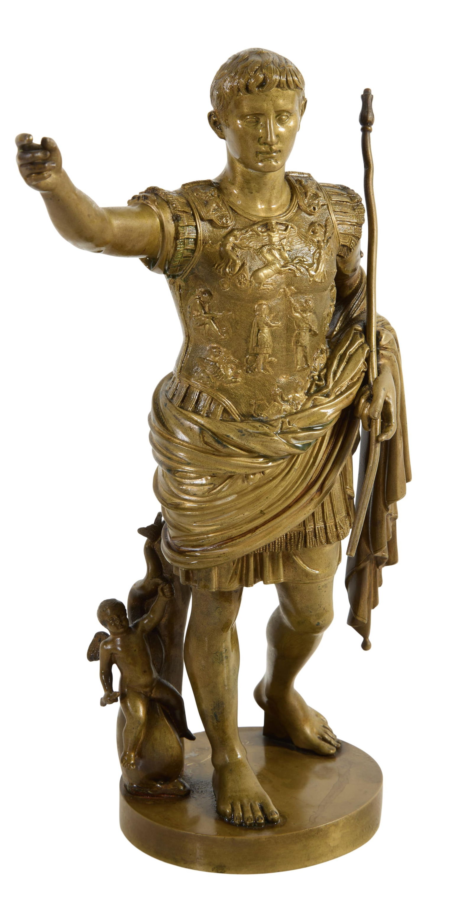 Gilt Bronze of Caesar Augustus of Prima Porta (1st Roman Emperor), 19th c., H.- 12 3/4 in., W.- 7 (1 of 4)