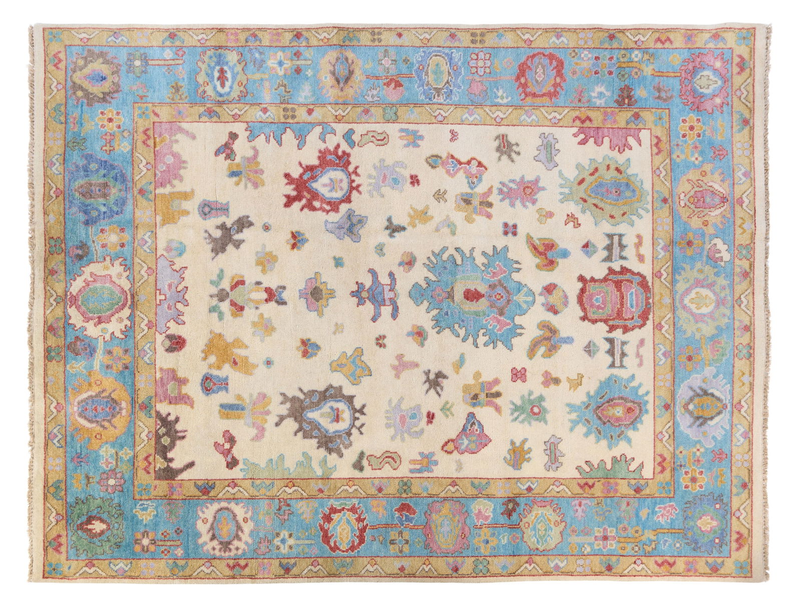 Turkish Angora Oushak Carpet, 8' 1 x 9' 10. (1 of 2)