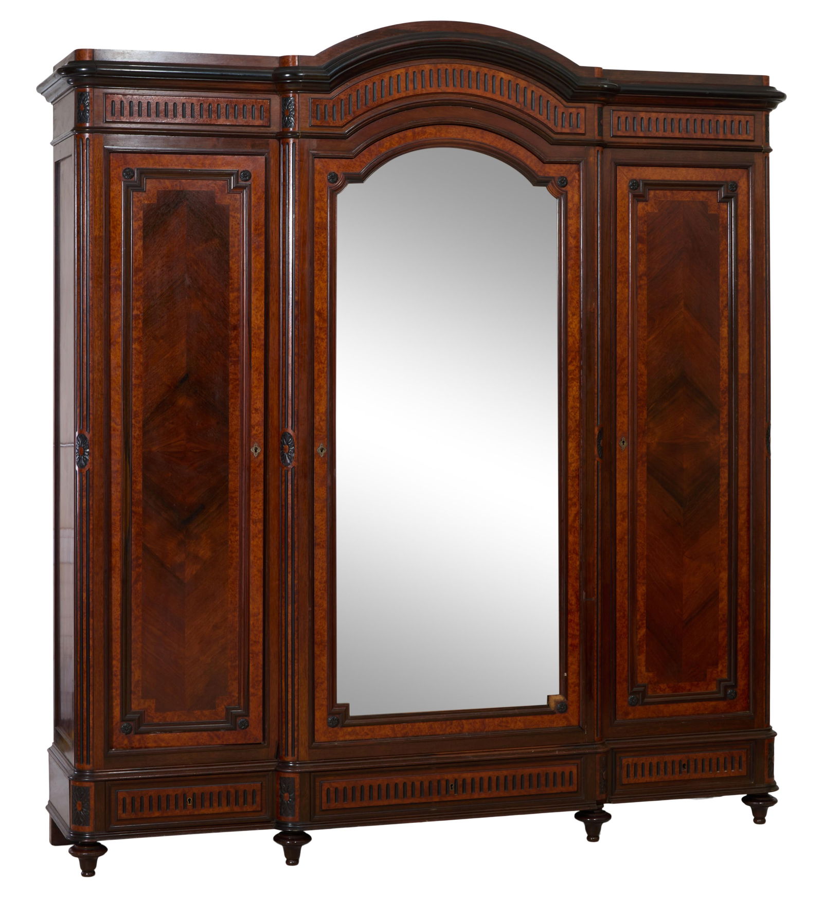 French Napoleon III Burled Walnut and Rosewood Armoire, late 19th c., H.- 98 in., W.- 90 in., D.- 19 (1 of 1)