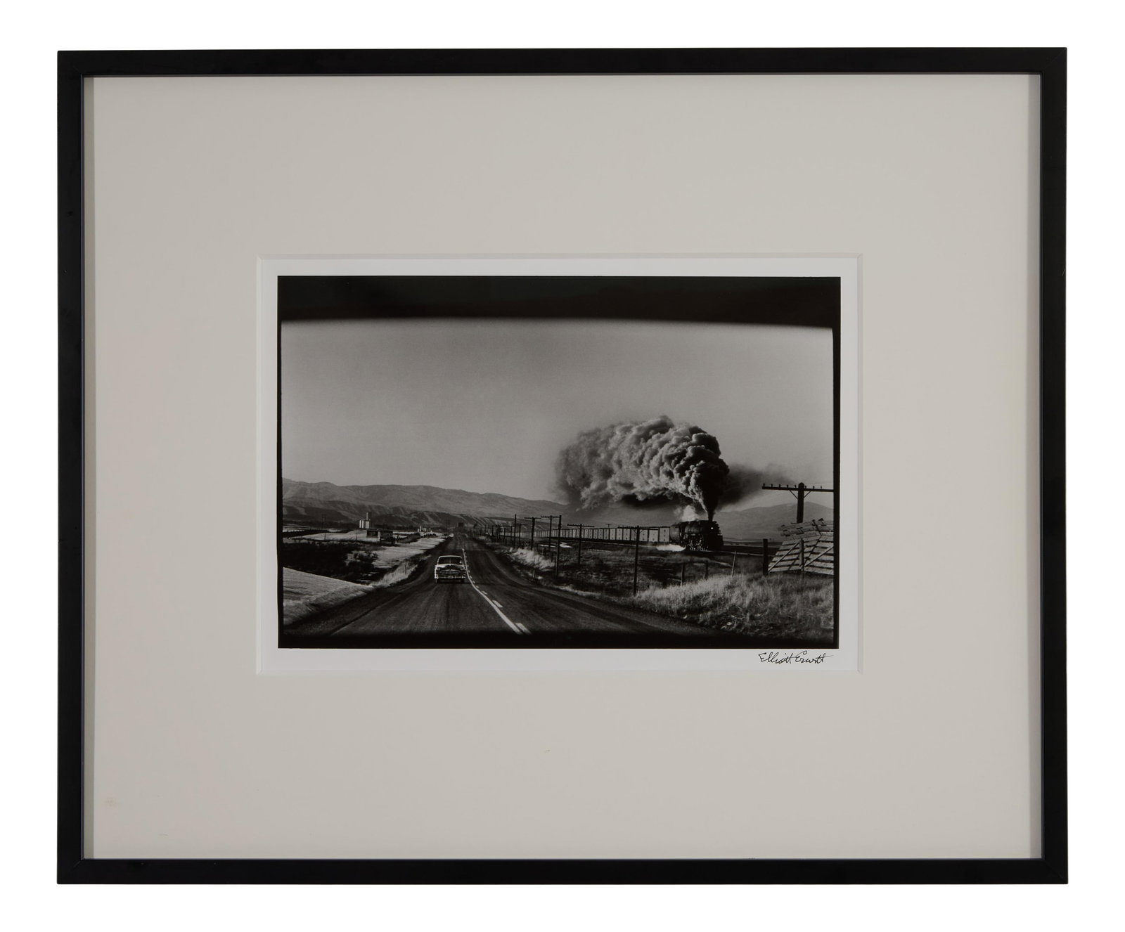 Elliott Erwitt (French/American, 1928-2023), "Steam Train Press, Wyoming," 1954, H.- 11 in., W.- 14 (1 of 12)