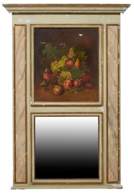 French Faux Marble Creme Peinte Trumeau, 19th c., Framed H.- 55 1/2 in., W.- 29 1/2 in., D.- 1 1/2