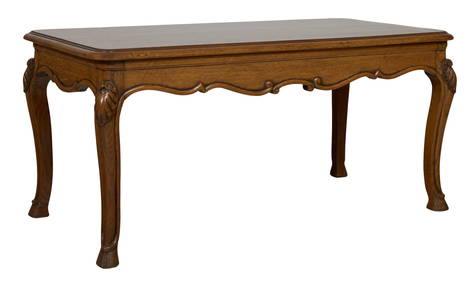 French Louis XV Style Carved Oak Low Table, 20th c., H.- 17 1/2 in., W.- 37 1/2 in., D.- 18 1/2 in. (1 of 1)