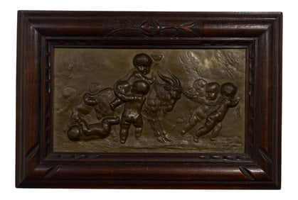 French Copper Plated Bas Relief Metal Panel, 19th c., H.- 7 in., W.- 12 3/4 in.
