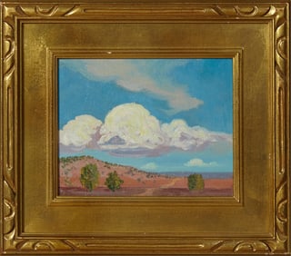 Attributed to Ferdinand Burgdorff (1881-1975), "Path Through a Desert Landscape Beneath Billowing