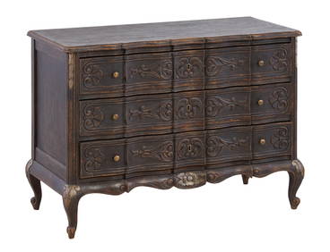 French Provincial Louis XV Style Dark Oak Commode, 20th c., H.- 27 1/2 in., W.- 39 1/4 in., D.- 17 (1 of 1)