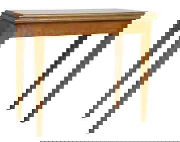French Directoire Style Brass Banded Cherry Games Table, 19th c., Closed- H.- 27 in., W.- 30 in., (1 of 2)
