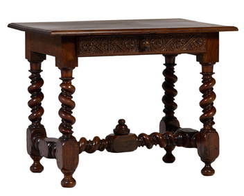 French Louis XIII Style Carved Walnut Writing Desk, 19th c., H.- 30 in., W.- 38 1/2 in., D.- 25 1/4 (1 of 2)