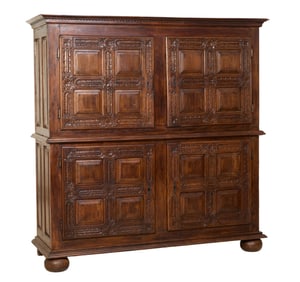 French Renaissance Style Buffet a Deux Corps, 19th c., H.- 73 1/2 in., W.- 70 in., D.- 23 1/2 in.