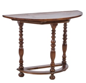 Antique Italian Walnut Demi Lune Console, 19th c., H.- 31 in., W.- 41 in., D.- 18 1/2 in.