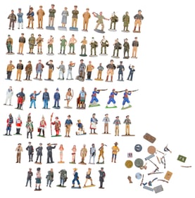 Group of Seventy-Five Lead Toy Soldier Figures, 20th c., (77 Pcs.)