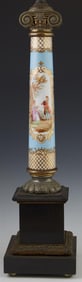 Sevres Style Metal Mounted Porcelain Columnar Lamp, early 20th c., H.- 20 1/2 in., W.- 5 1/4 in.,