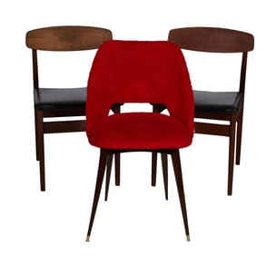 Three Mid Century Modern Chairs, mid 20th c., Pair- H.- 30 in., W.- 17 in., D.- 17 in.; Single- H.-